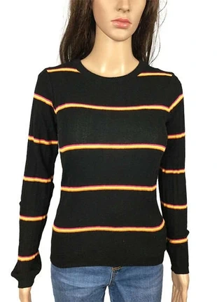 Pull moulant extensible noir rayé orange et jaune femme - Primark - Taille M, marque: Primark, état: Très bon état, taille: M / 38 / 10, 5,00 €, 5,95 € Protection acheteurs incluse