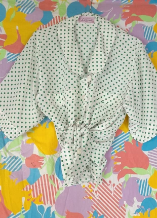 Blouse à pois verts vintage années 80, brand: Vintage Dressing, condition: Very good, size: XXL / 44 / 16, €24.00, €25.90 includes Buyer Protection Pro
