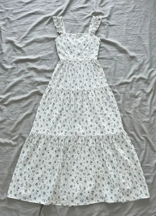 Robe Longue Blanche à Fleurs Bleues Style Bohème Cottagecore Vintage Automne, marca: Lunara, estado: Muito bom, tamanho: M / 38 / 10, €44.99, €47.94 inclui Proteção do Comprador