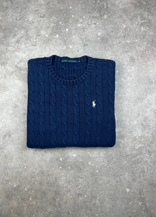 Pull Col V Tressé Torsadé Polo Ralph Lauren Taille M Femme Bleu Marine Logo Brodé Blanc Coton #V18, brand: Ralph Lauren, condition: Very good, size: M, €70.00, €74.20 includes Buyer Protection Pro