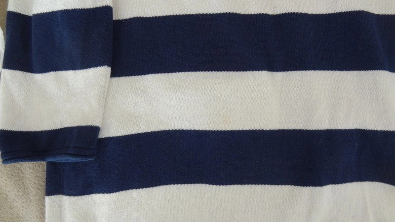 Robe pull H&M 100% coton style marinière rayée bleu blanc taille S manches 3/4 5