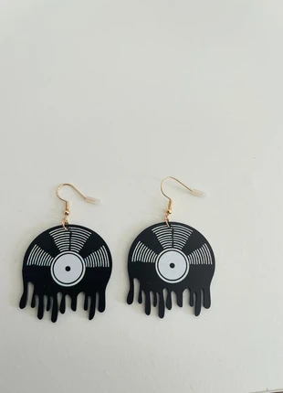 Black drip vinyl record earrings with gold plated hooks #gothjewelry #grungeaccessories, condition: New without tags, £4.00, £4.90 includes Buyer Protection