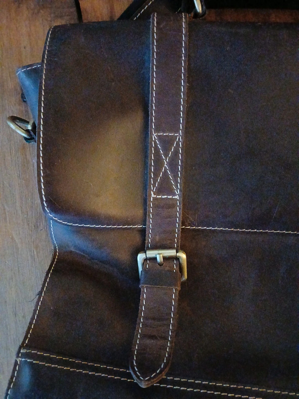 Leather Messenger Bag Brown  Briefcase Laptop Shoulder Strap 3