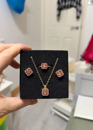 New Gold/Pink Diamante Necklace,Earrings and Ring, condition: New without tags, £2.00, £2.80 includes Buyer Protection