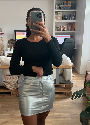 Jupe en cuir métallisé, staat: Nieuw zonder prijskaartje, maat: M / 38 / 10, € 18,00, € 19,60 inclusief Kopersbescherming