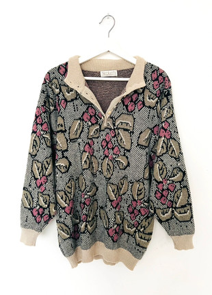 Vintage 80s Nicolucchi Knit Sweater – Berry Print, Free Size (UK8–14), brand: nicolucchi, condition: Very good, size: One size, £47.00, £50.05 includes Buyer Protection