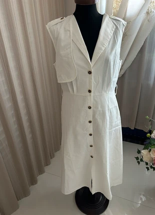 Abito chemisier bianco in cotone L / Robe chemisier blanche en coton L, brand: Sollinarry, condizioni: Ottime, taglia: L / IT 44 / EU 40, €8.00, €9.10 include la Protezione acquisti