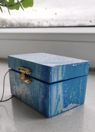 Hand painted wooden jewelry box - blue, brand: Handmade, condizioni: Nuovo con cartellino, €6.00, €7.00 include la Protezione acquisti