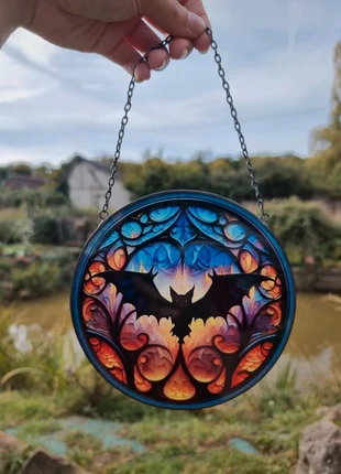 Luminous bat Glass Art – Spooky suncatcher Home Decor, condition: New with tags, €14.00, €15.40 includes Buyer Protection