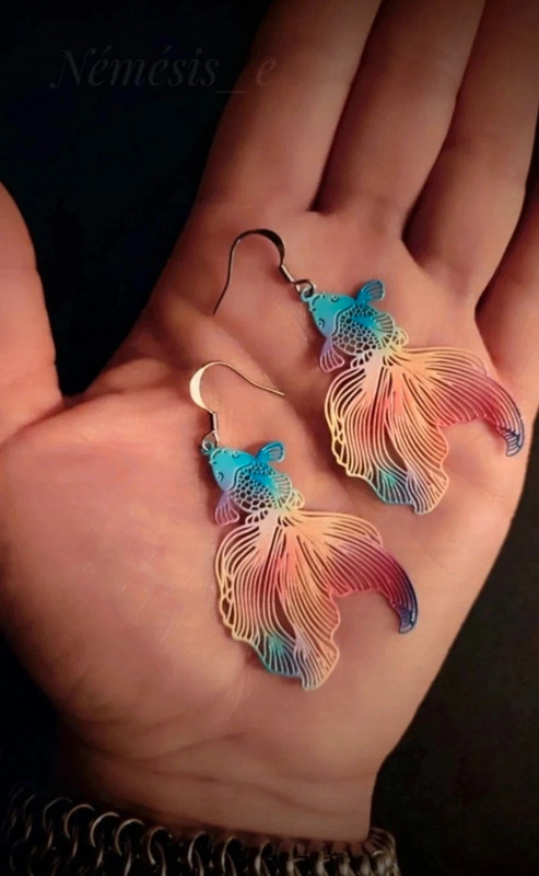 Boucles d'oreilles Poissons Japonais en Filigrane - Petit modèle 🖤 Multicolore 3