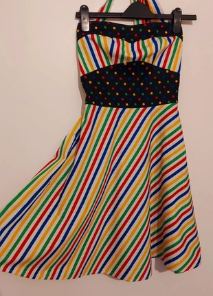 Pop Boutique striped/polka dot 50s style colourful halter dress, brand: Pop boutique, condition: Very good, size: S / 8, £2.00, £2.80 includes Buyer Protection