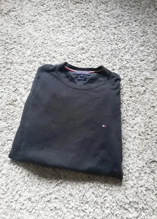 Pull noir Tommy Hilfiger XL - coton soie col rond - logo brodé sobre, merk: Tommy Hilfiger, staat: Heel goed, maat: XL, € 24,99, € 26,94 inclusief Kopersbescherming