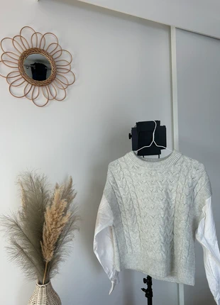 Pull gris et chemise Cache-Cache – Taille XS, marca: Cache Cache, estado: Muito bom, tamanho: XS / 34 / 6, €6.00, €7.00 inclui Proteção do Comprador