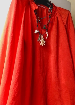 Blusa Top rosso corallo con collana, marke: Primark, zustand: Neu, größe: XL / 42 / 14, 11,00 €, 12,25 € inklusive Vinted-Käuferschutz