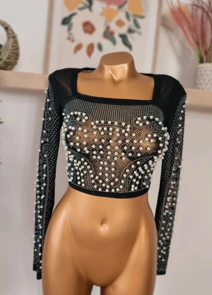 Haut noir perlé & strassé – effet wahou garanti !, zustand: Neu, mit Etikett, größe: S / 36 / 8, 29,00 €, 31,15 € beinhaltet Vinted-Käuferschutz Pro