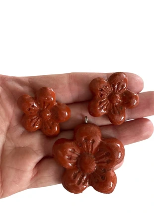 Handmade Terracotta Flower Parure - Unique Pendant & Earrings Set, merk: Handarbeit, staat: Nieuw zonder prijskaartje, € 6,00, € 7,00 inclusief Kopersbescherming
