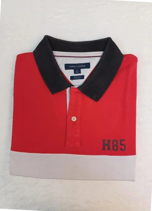 Polo Tommy Hilfiger rayé rouge noir gris homme taille L – P14, marque: Tommy Hilfiger, état: Très bon état, taille: L, 18,00 €, 19,60 € Protection acheteurs incluse