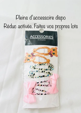 Lot de 6 Barrettes Cheveux Fille Léopard & Nœuds Rose – Clips Tendance / Kawaii / Neufs, estado: Novo com etiquetas, €2.99, €3.84 inclui Proteção do Comprador