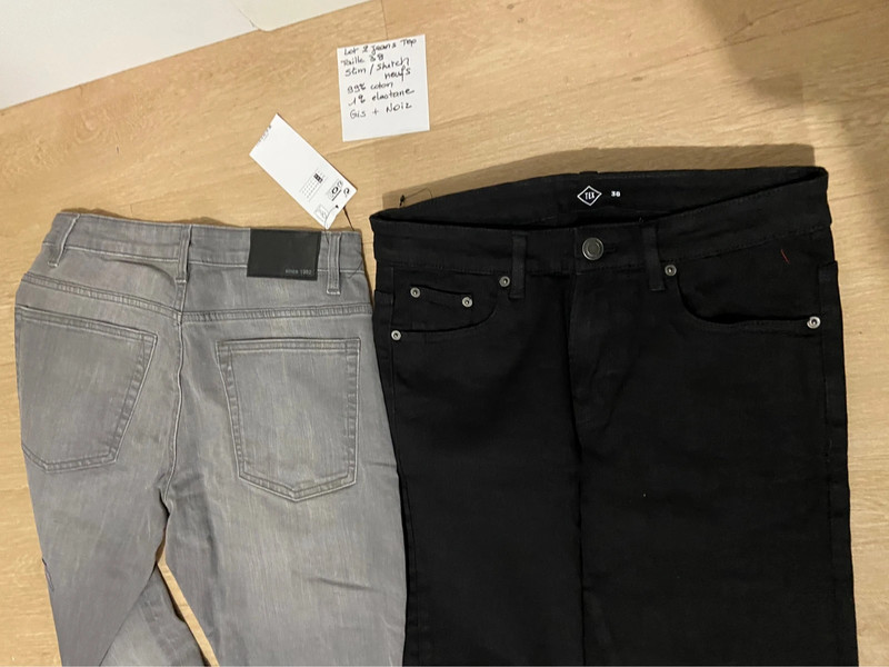 Lot de 2 pantalon jeans tex noir et gris t 38 neufs 3