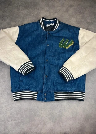 Veste Varsity Jacket Bleu Crème Taille M Logo Brodé, marke: ASOS Design, zustand: Gut, größe: M, 19,00 €, 20,65 € beinhaltet Vinted-Käuferschutz Pro