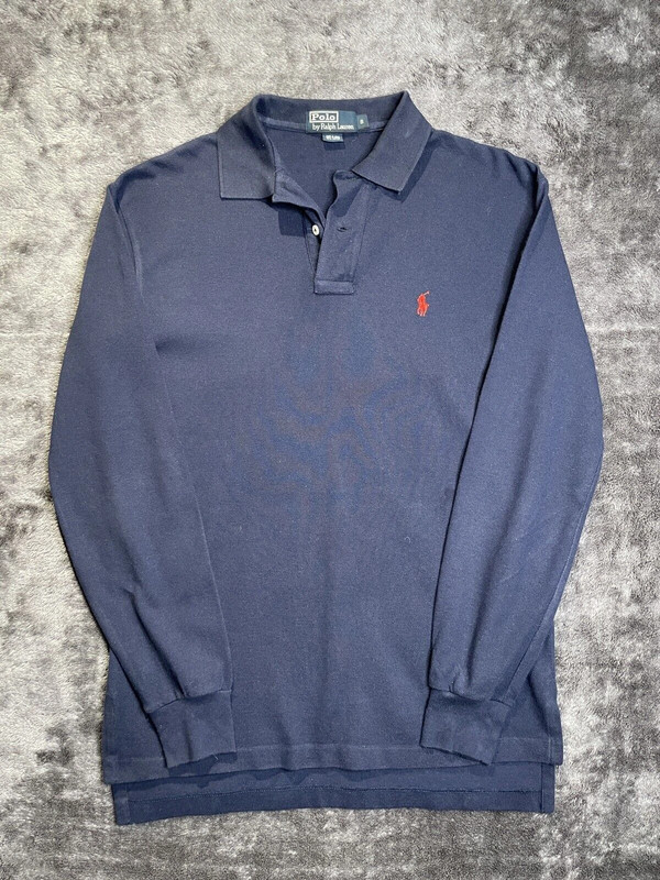 Ralph Lauren Long Sleeve Polo Top Shirt Navy Blue Red Horse Uk Small ...