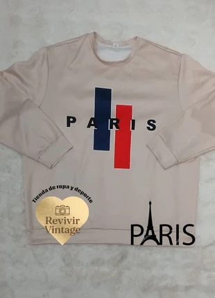 "PARIS" Beige Sweatshirt with Color Blocks, marca: Paris, estado: Bueno, tamaño: XXXL, 12,80 €, 14,14 € Protección al comprador incluida