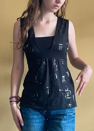 Vintage black top, merk: Collection Limitee, staat: Heel goed, maat: S / 36 / 8, € 6,00, € 7,00 inclusief Kopersbescherming