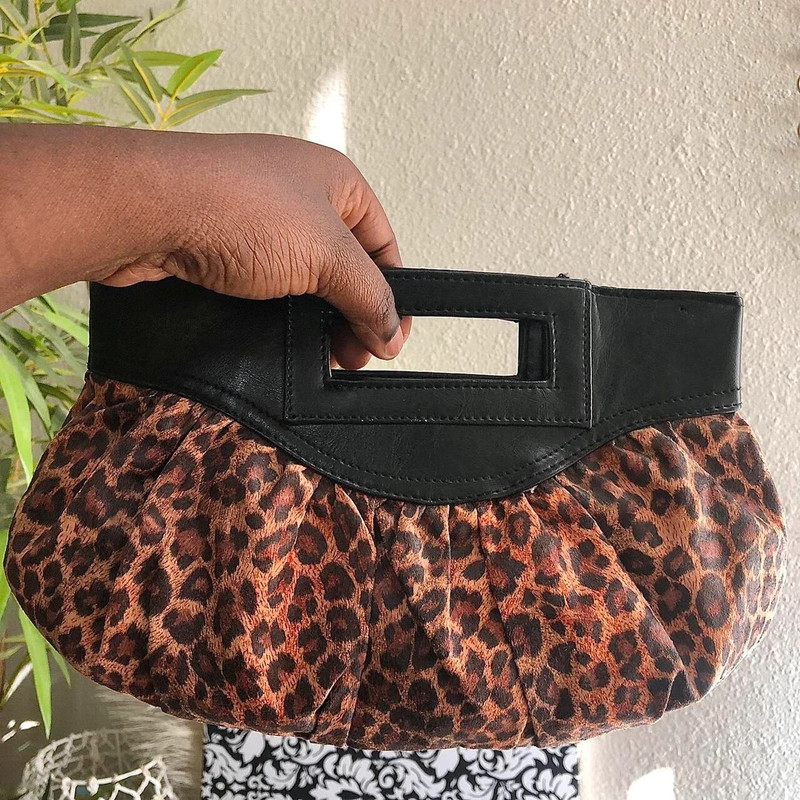 2000s Y2K Brown and black Mini leopard cheetah animal print clutch purse bag Vinted
