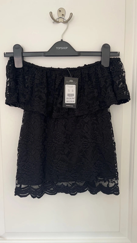 Black lace Bardot new look crop top Vinted