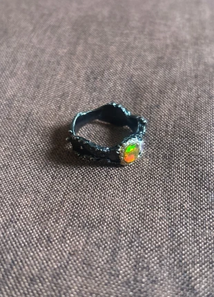 Bague argent massif oxydé opale de feu, marque: Argent, état: Très bon état, taille: 20,2 mm, 20,00 €, 21,70 € Protection acheteurs incluse
