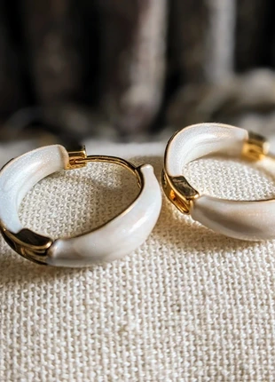 J3-7/ boucles d'oreilles fantaisie anneaux dorés et blancs tendance, état: Très bon état, 6,60 €, 7,63 € Protection acheteurs (Pro) incluse