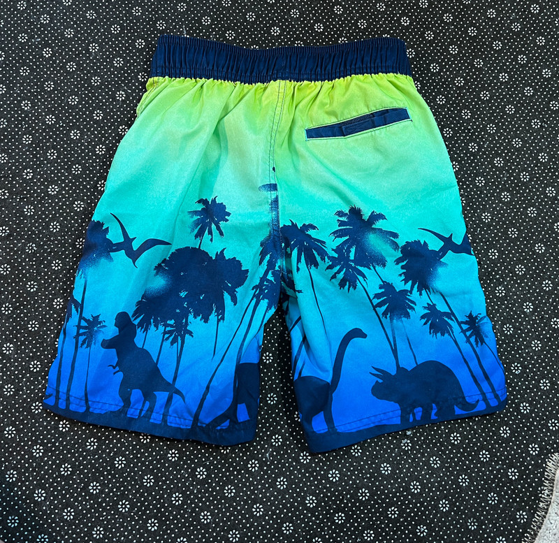 Boys Swim Trunks size M 8 10 Bathing Suit Swim Dinosaur Blue Green Cat & Jack Great condition 5