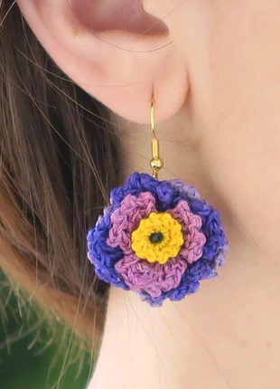 Boucles d'oreilles fleurs en crochet, pièce unique, neuves, ethnique, boheme, hippie, brand: DreamcatcheuseArt, condizioni: Nuovo senza cartellino, €15.00, €16.45 include la Protezione acquisti Pro