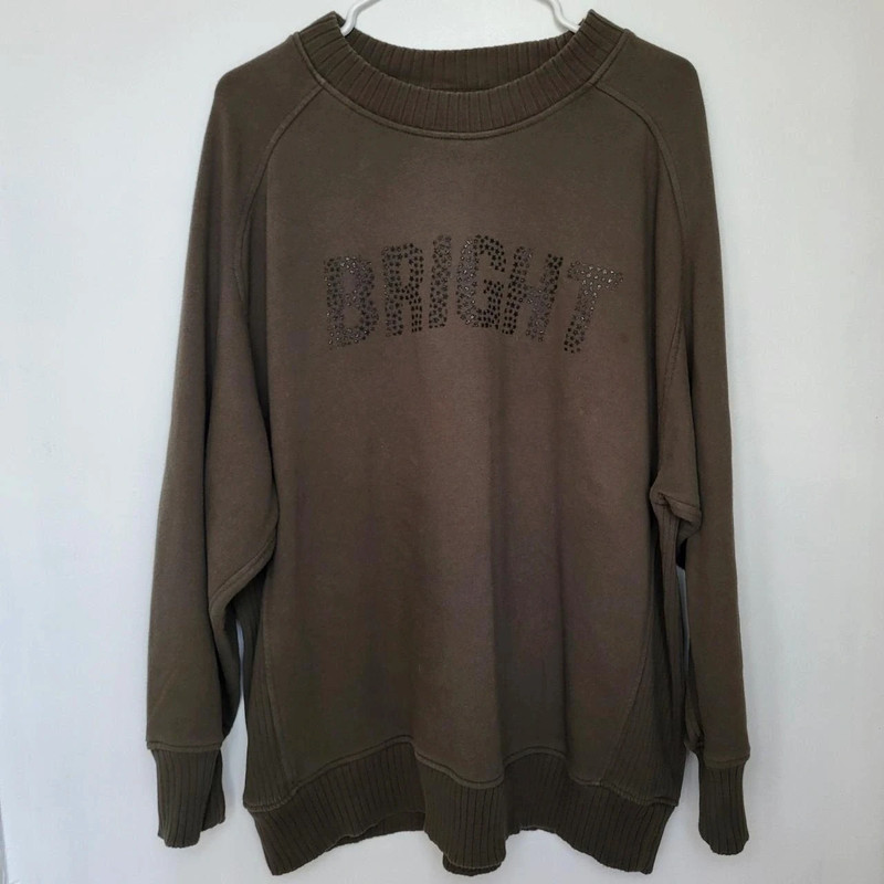 AERIE dark green/black "bright" oversized crewneck sweatshirt 2