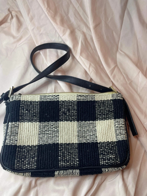 Mango checked baguette cheap bag