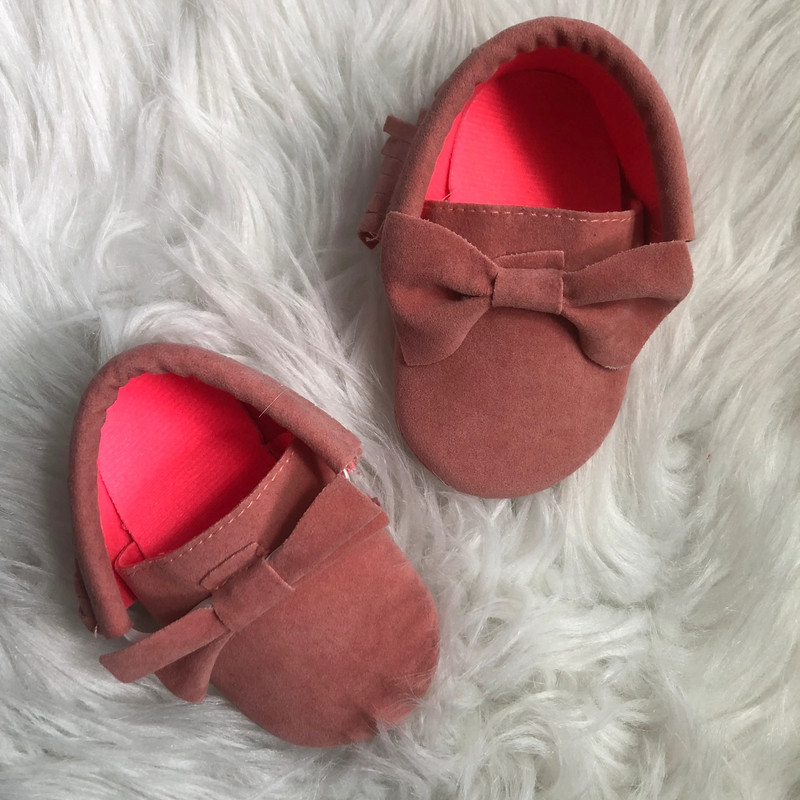 Pink faux suede 6 12M baby girl moccasin shoes Vinted