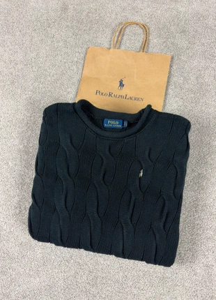 Pull Col Rond Torsadé Ralph Lauren / Cable Knit Noir Femme S | Logo Brodé | Old Money RAJ2B13, brand: Ralph Lauren, condition: Very good, size: S / 36 / 8, €44.80, €47.74 includes Buyer Protection