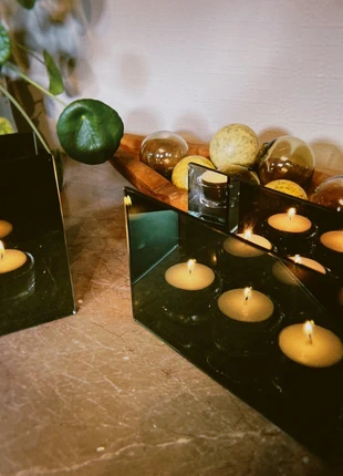 Set van 2 rookglas theelichthouders – modern, marca: Modern, estado: Bueno, 4,00 €, 4,90 € Protección al comprador incluida