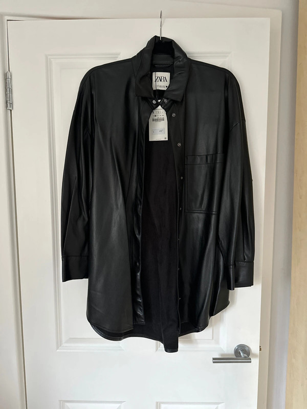 Zara Faux Leather Shirt With Pockets