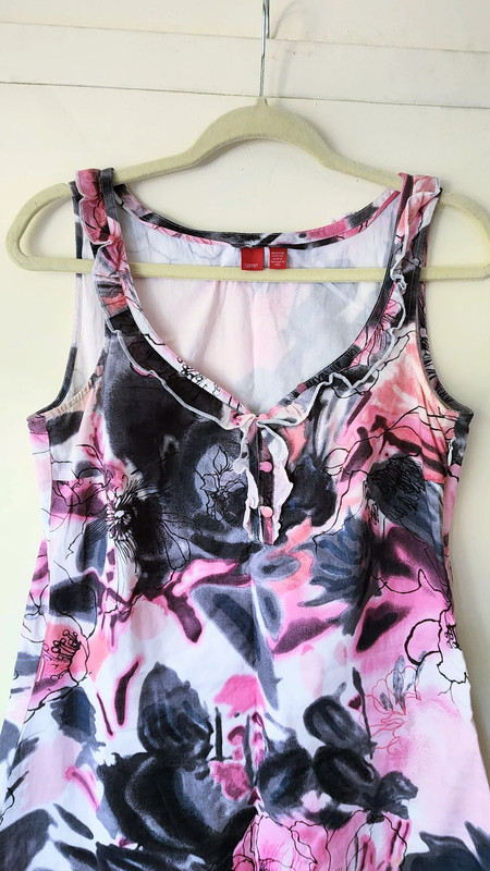 Esprit Summer Watercolor Cotton Dress size 6 pink Grey black white Lined 5