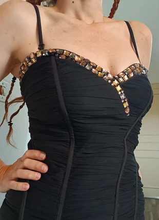 Corset,bustier noir gros strass Taille 38 Morgan, merk: Morgan, staat: Heel goed, maat: M / 38 / 10, € 20,00, € 21,70 inclusief Kopersbescherming