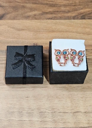 Rose gold plated colourful crystal owl stud earrings, condition: Very good, £3.00, £3.85 includes Buyer Protection
