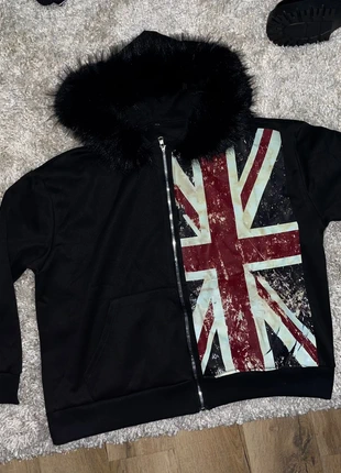 Veste zip noire fourrure drapeau UK taille M, brand: y2k, condition: Very good, size: M, €49.90, €53.10 includes Buyer Protection Pro
