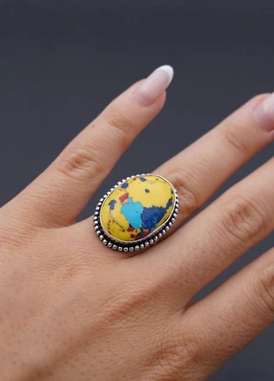 925 Sterling Silver Mosaic Jasper Gemstone Ring Size N1/2, brand: Silver, condition: Very good, size: 17.3 mm / N½, £13.99, £15.39 includes Buyer Protection