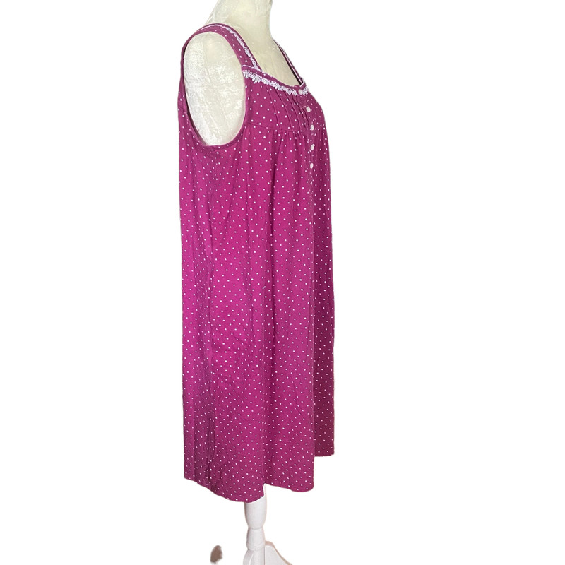 Aria Collection women's L 12-14 pink polka dot tank style nightgown sleepwear 2