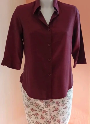 Chemise bordeaux irisée , merk: Canda, staat: Nieuw zonder prijskaartje, maat: M / 38 / 10, € 8,00, € 9,10 inclusief Kopersbescherming