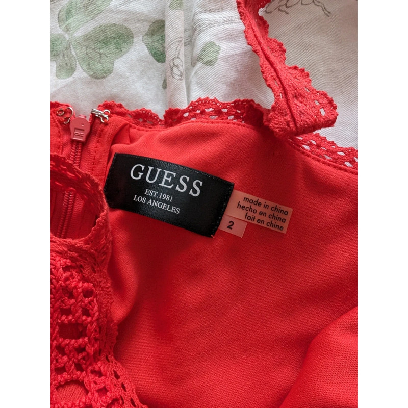 Guess Orange Red Crochet Fit and Flare Dress 5