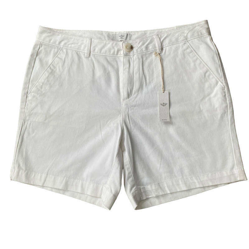 Dockers women's size 10 white essential stretch chino twill shorts 6" inseam NWT 1