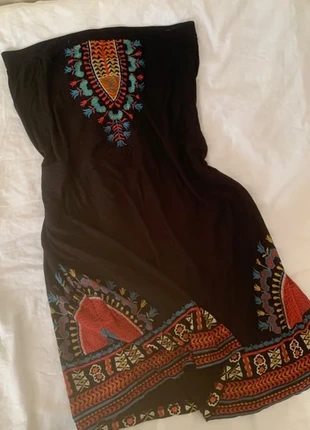 True Vintage Multi-colour Tribal Patterned Boho Bohemian Holiday Festival Summer Black Tube Dress, brand: Reclaimed Vintage, condition: Very good, size: S / 8, £16.00, £17.50 includes Buyer Protection
