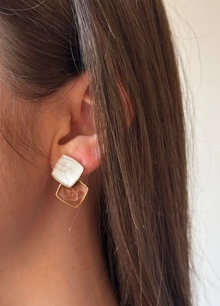 Brown & White Statement Earrings – Brand NEW, marque: lina voss, état: Très bon état, 11,00 €, 12,25 € Protection acheteurs incluse